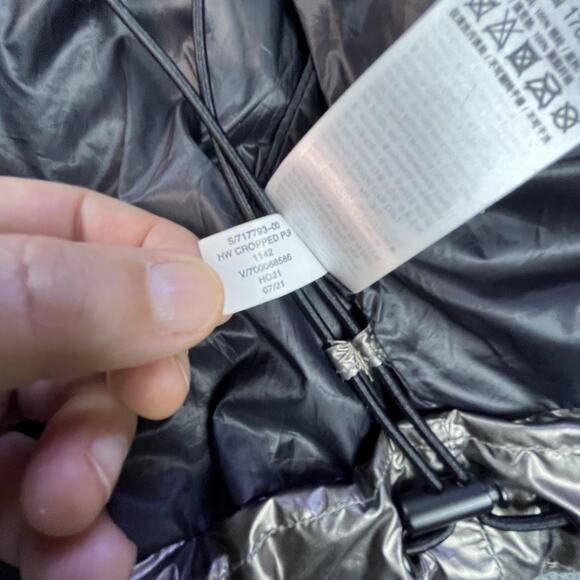 GAP Puffer Jacket Womens Medium Metallic Gray Cropped Detachable Hood PrimaLoft - Picture 8 of 16